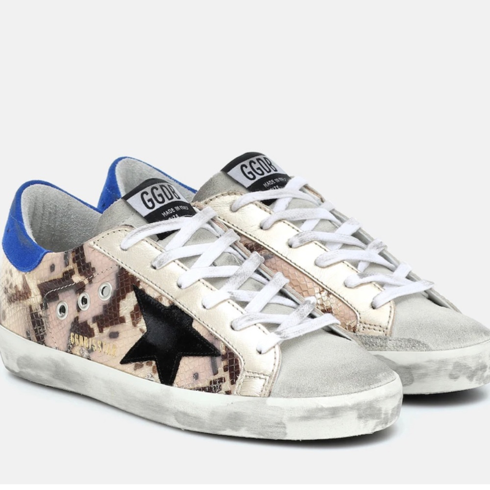 Golden Goose Python Black Blue Super-Star Leather Sneakers